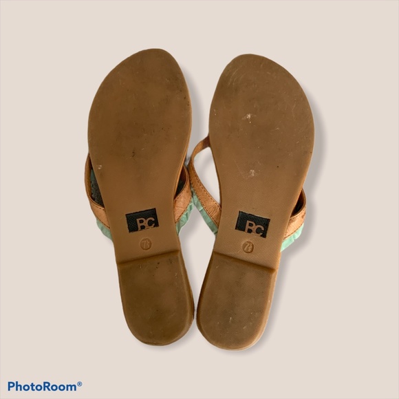 BC Footwear Tan Sandal with Aqua Frill - Picture 4 of 9
